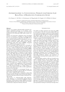 Anthroposophic Vs. Conventional Therapy for Chronic Low Back Pain: a Prospective Comparative Study