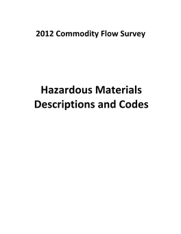 Hazardous Materials Descriptions and Codes