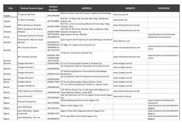 City Partner Branch Open Contact Number ADDRESS WEBSITE