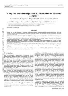 A Ring in a Shell: the Large-Scale 6D Structure of the Vela OB2 Complex ? T