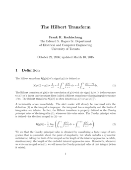 The Hilbert Transform