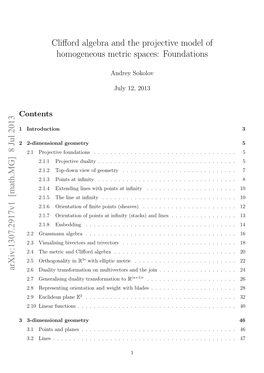 Clifford Algebra and the Projective Model of Homogeneous Metric Spaces