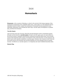 3.6.4 Hemostasis