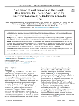 Comparison of Oral Ibuprofen at Three Single-Dose Regimens for Treating Acute Pain in the Emergency Department: a Randomized