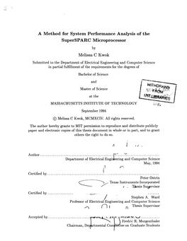 A Method for System Performance Analysis of the Supersparc Microprocessor by Melissa C Kwok