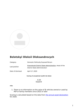 Dossier Belotskyi Oleksii Oleksandrovych, Krasnokutsk District State