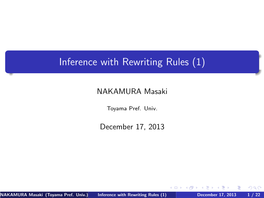 Inference with Rewriting Rules (1)