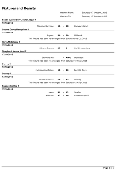 Fixtures and Results