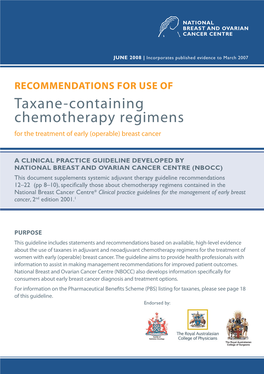 Taxane-Containing Chemotherapy Regimens for the Treatment of Early (Operable) Breast Cancer