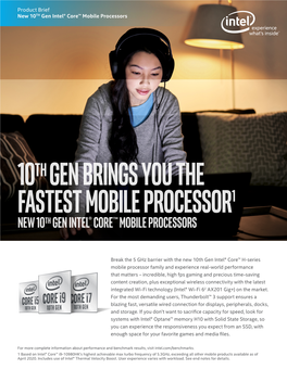 10Th Gen Intel® Core™ H-Series Mobile Processors Product Brief