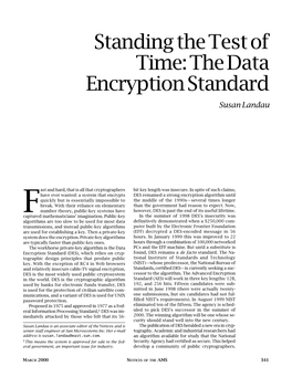 Standing the Test of Time: the Data Encryption Standard, Volume 47