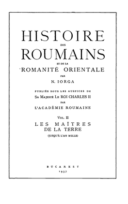 HISTOIRE Roul\DF4SAINS ET DE LA ROMANITE ORIENTALE PAR N