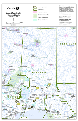 Nipigon District Regulated Provincial Park Forestry, 2020 January 13, 2020 Projected Coordinate System: Federal Protected Area MNR Lambert Conformal Conic