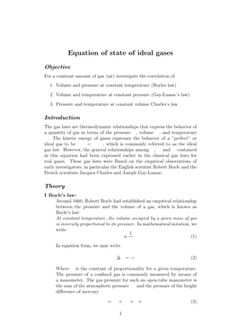 Equation of State of Ideal Gases