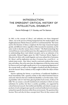 The Emergent Critical History of Intellectual Disability