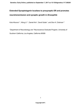 Extended Synaptotagmin Localizes to Presynaptic ER and Promotes Neurotransmission and Synaptic Growth in Drosophila