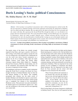 Doris Lessing's Socio- Political Consciousness