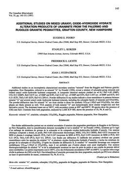 Additional Studies on Mixed Uranyl Oxide-Hydroxide Hydrate