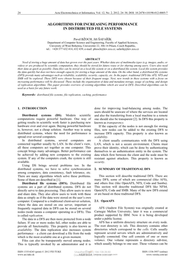 Algorithms for Increasing Performance in Distributed File Systems