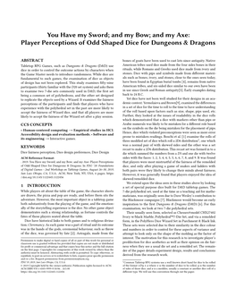 You Have My Sword; and My Bow; and My Axe: Player Perceptions of Odd Shaped Dice for Dungeons & Dragons