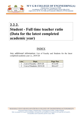 2.2.2. Student - Full Time Teacher Ratio (Data for the Latest Completed