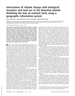 Interactions of Climate Change with Biological Invasions and Land Use in the Hawaiian Islands