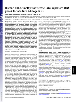 Histone H3K27 Methyltransferase Ezh2 Represses Wnt Genes to Facilitate Adipogenesis