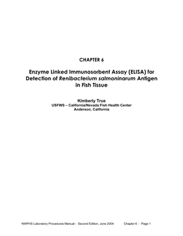 ELISA) for Detection of Renibacterium Salmoninarum Antigen in Fish Tissue