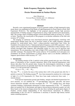 RF Phototube, Optical Clock and Precise Measurements in Nuclear