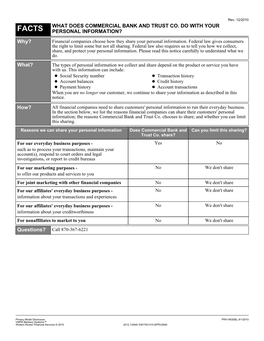 Facts What Does Commercial Bank and Trust Co. Do With