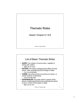 Thematic Roles