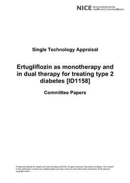 Ertugliflozin As Monotherapy and in Dual Therapy for Treating Type 2 Diabetes [ID1158]