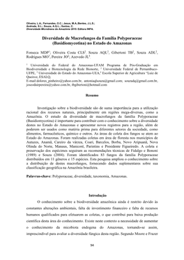 Diversidade De Macrofungos Da Família Polyporaceae (Basidiomycotina) No Estado Do Amazonas