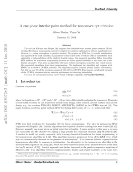 A One-Phase Interior Point Method for Nonconvex Optimization