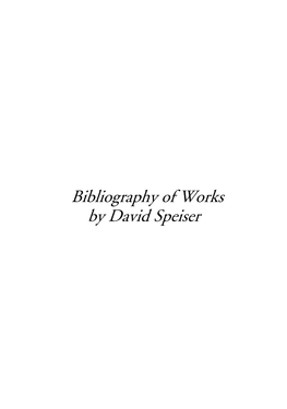 Bibliography of Works by David Speiser