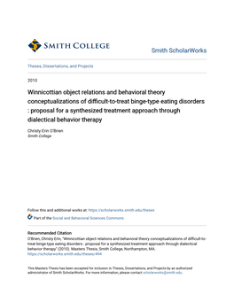 Winnicottian Object Relations and Behavioral Theory Conceptualizations of Difficult-To-Treat Binge-Type Eating Disorders