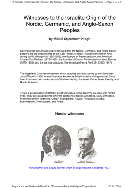 Witnesses to the Israelite Origin of the Nordic, Germanic, and Anglo-Saxon Peoples