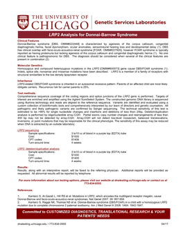 LRP2 Analysis for Donnai-Barrow Syndrome