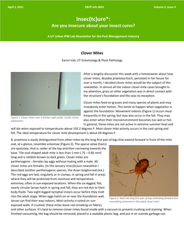 Clover Mites Karen Vail, UT Entomology & Plant Pathology