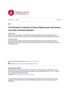 The Orthodontic Treatment of Class III Malocclusion with Anterior Cross Bite and Severe Deep Bite