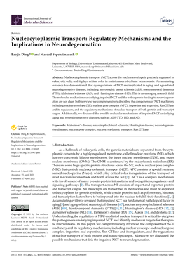 Nucleocytoplasmic Transport: Regulatory Mechanisms and the Implications in Neurodegeneration