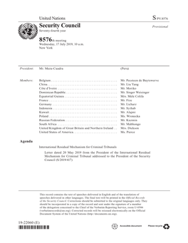 S/PV.8576 International Residual Mechanism for Criminal Tribunals 17/07/2019