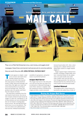 Testing the Axigen, Kerio, and Merak Commercial Mail Servers MAIL CALL Deutsche Post World Net