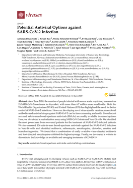 Potential Antiviral Options Against SARS-Cov-2 Infection