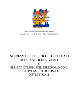 Indirizzi Delle Sedi Distrettuali Dell'asl Di