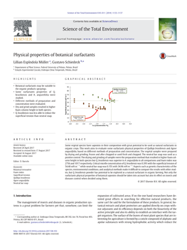 Physical Properties of Botanical Surfactants