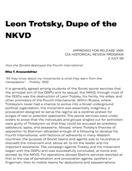 Leon Trotsky, Dupe of the NKVD