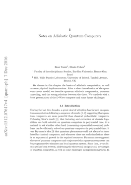 Notes on Adiabatic Quantum Computers