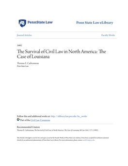 The Survival of Civil Law in North America: the Case of Louisiana, 84 Law Libr