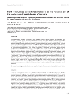 Plant Communities As Bioclimate Indicators on Isla Navarino, One of the Southernmost Forested Areas of the World